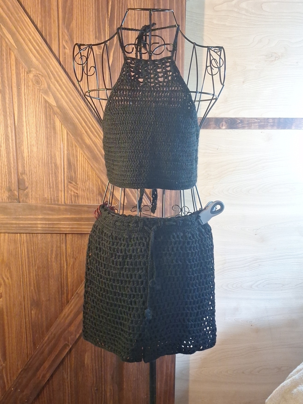 Black Crocheted Halter Top & Short Set
